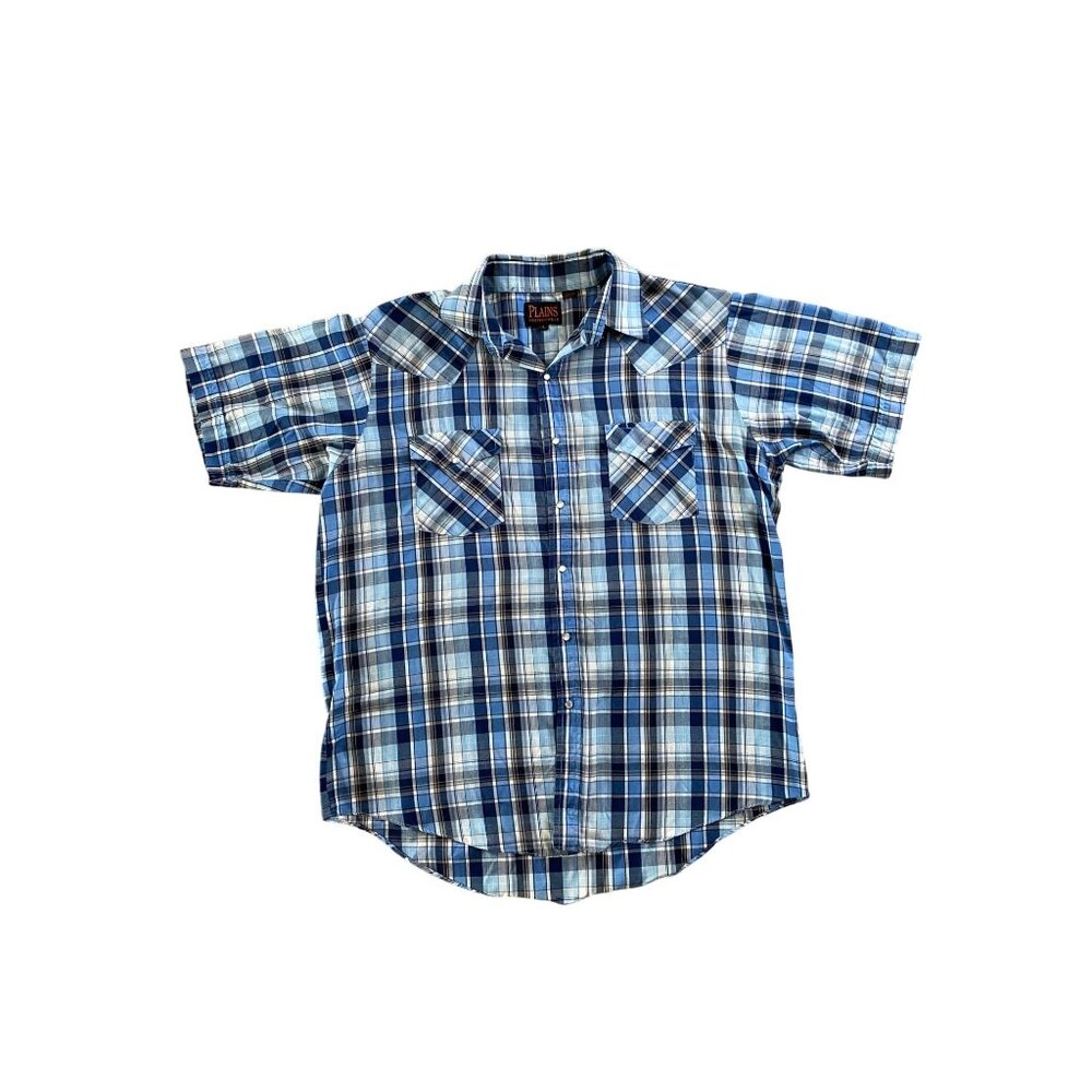 Vintage Plains Western Wear Pearl Snap Button Up Short Sleeve Shirt